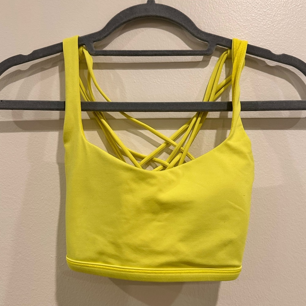 Neon yellow lululemon sports bra free to be size 4